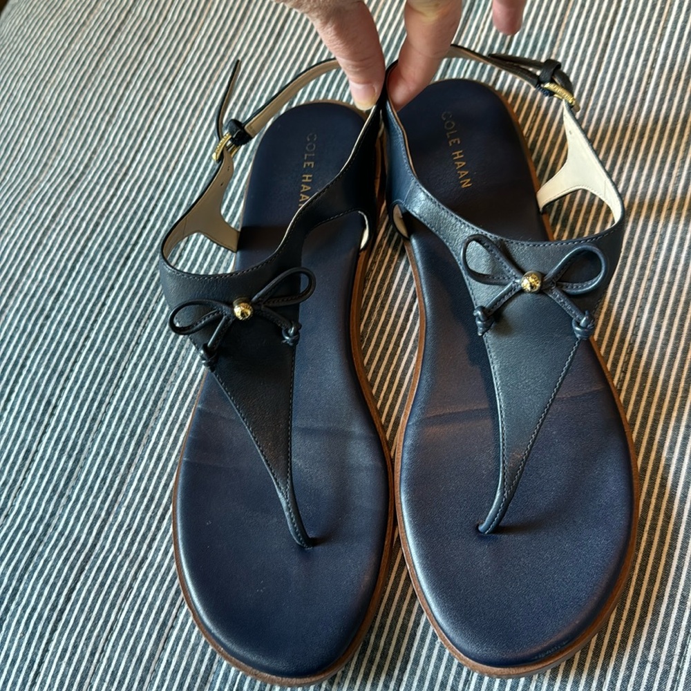 Cole Haan navy leather sandals